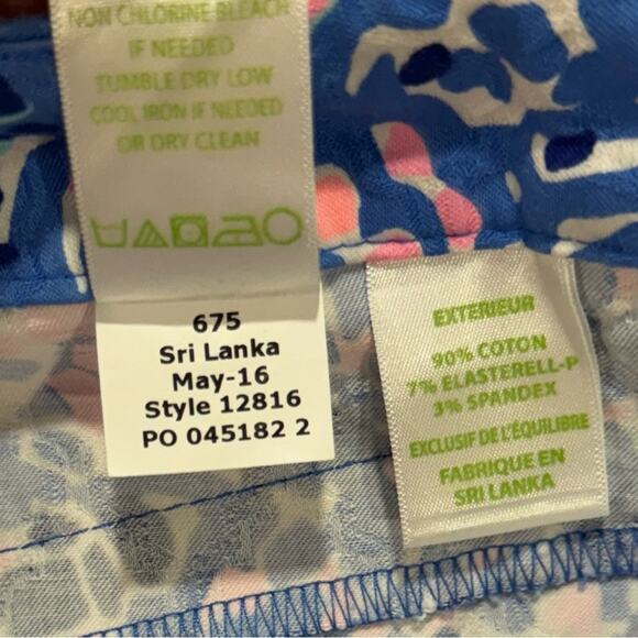 🍁 Lilly Pulitzer Kelly Skinny Ankle Pull On Skinny Pants Sz 8 Blue Pink - Picture 9 of 12